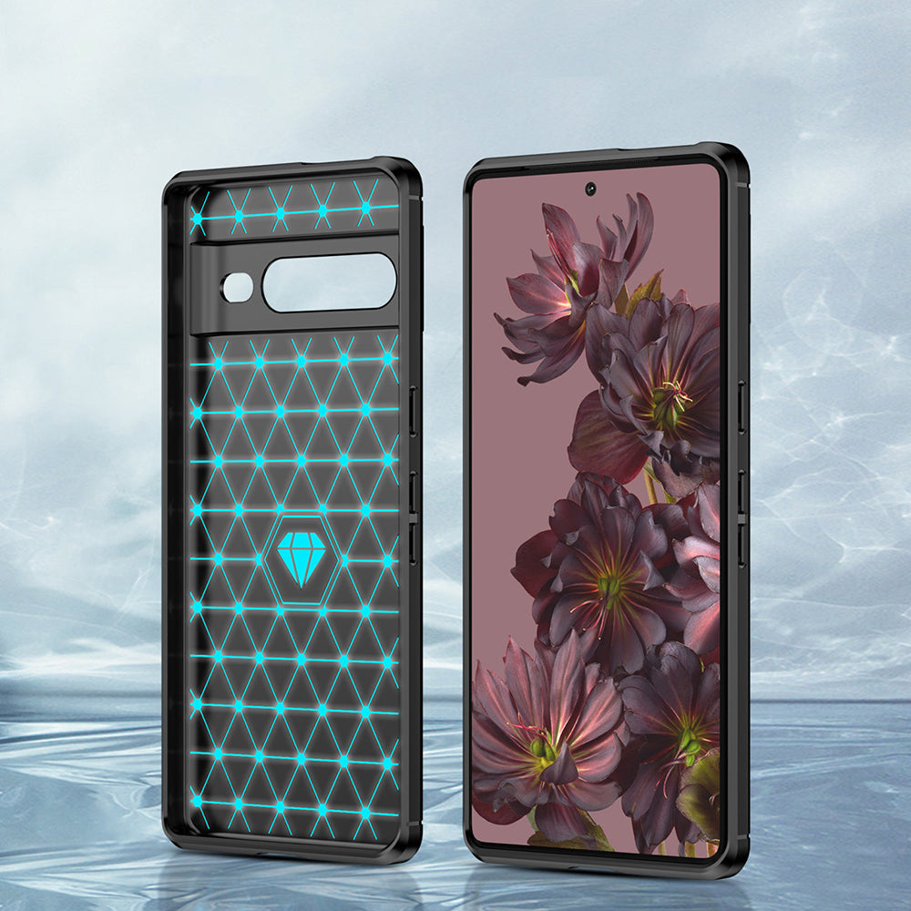 Hülle für Google Pixel 7 Pro, Techsuit, Carbon, Schwarz