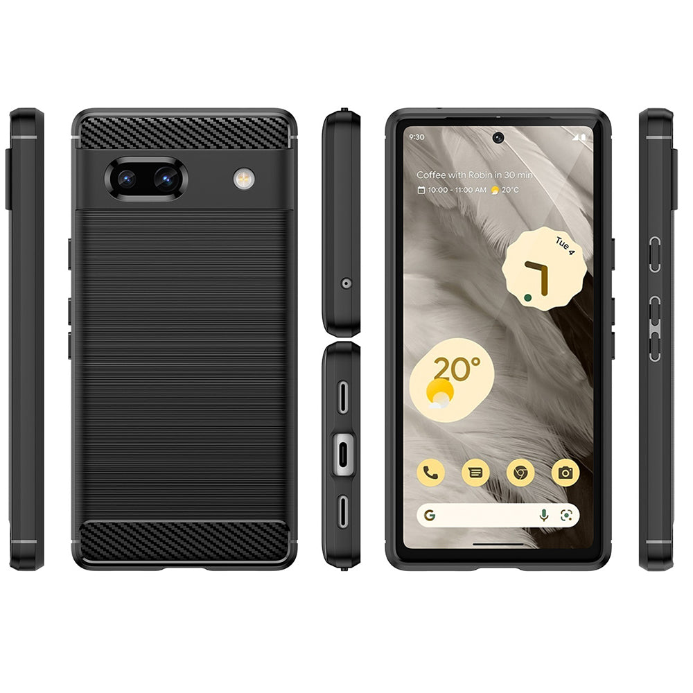 Hülle für Google Pixel 7a, Techsuit, Carbon, Schwarz