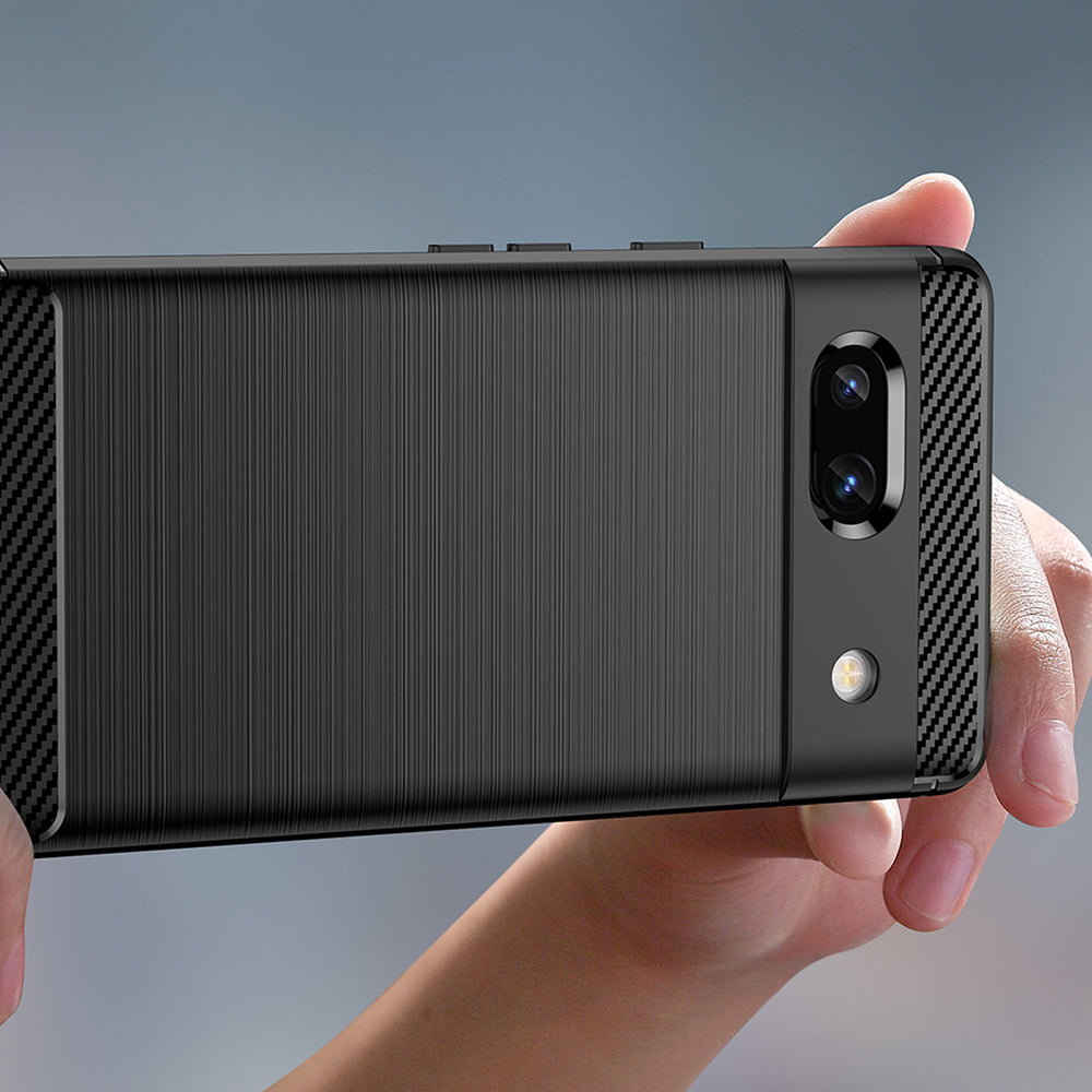 Hülle für Google Pixel 7a, Techsuit, Carbon, Schwarz