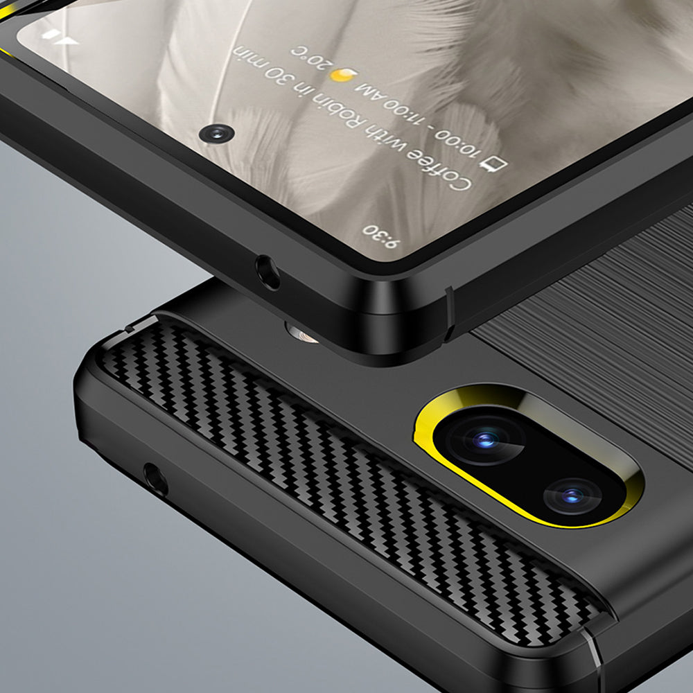 Hülle für Google Pixel 7a, Techsuit, Carbon, Schwarz