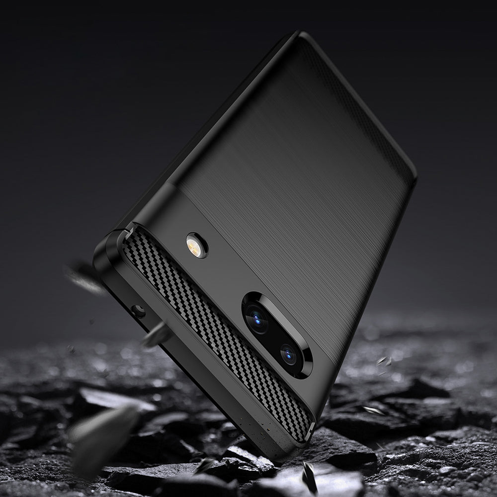Hülle für Google Pixel 7a, Techsuit, Carbon, Schwarz