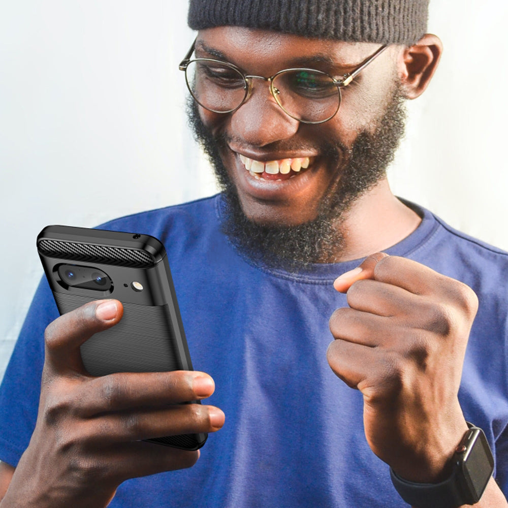 Hülle für Google Pixel 8, Techsuit, Carbon, Schwarz