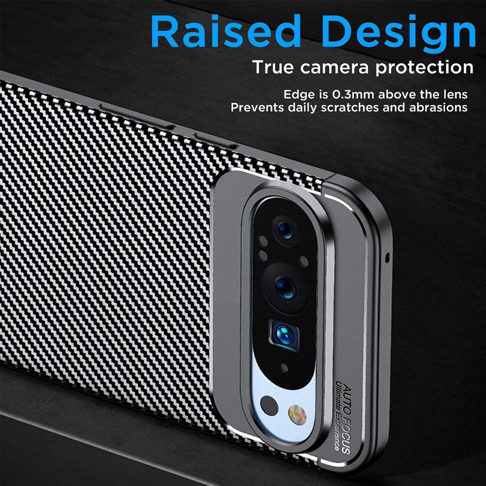 Hoes voor Google Pixel 9 Pro, Techsuit, CarbonFiber, Zwart