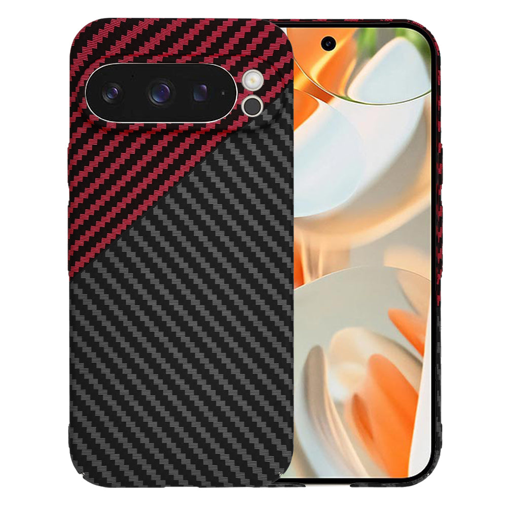 Hoes voor Google Pixel 9 Pro, Techsuit, Carbonite FiberShell, Zwart Rood