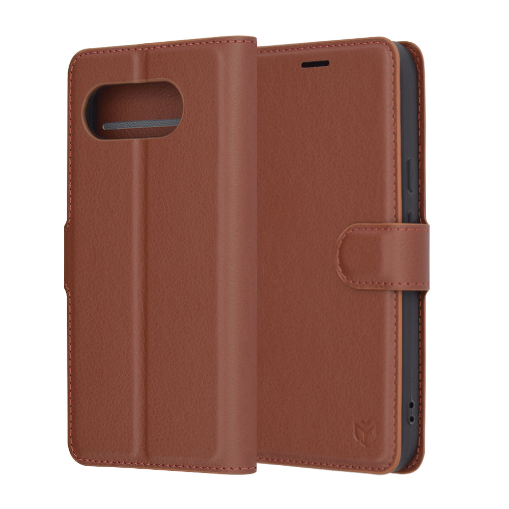 Coque pour Google Pixel 9a, Techsuit, Leather Folio, Marron