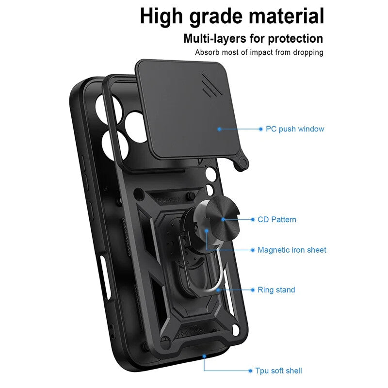 Hülle für Honor 600 Lite, OEM, CamShield, Schwarz
