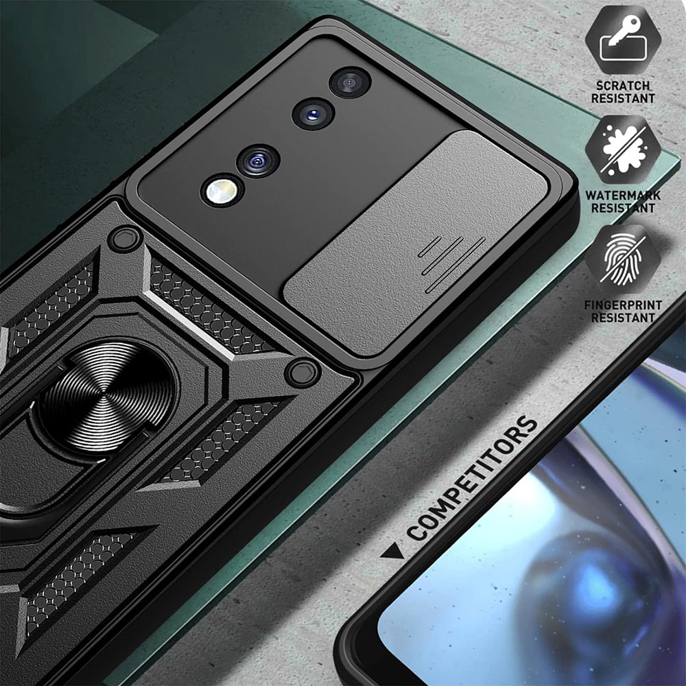 Hülle für Honor 70, Techsuit, CamShield, Schwarz