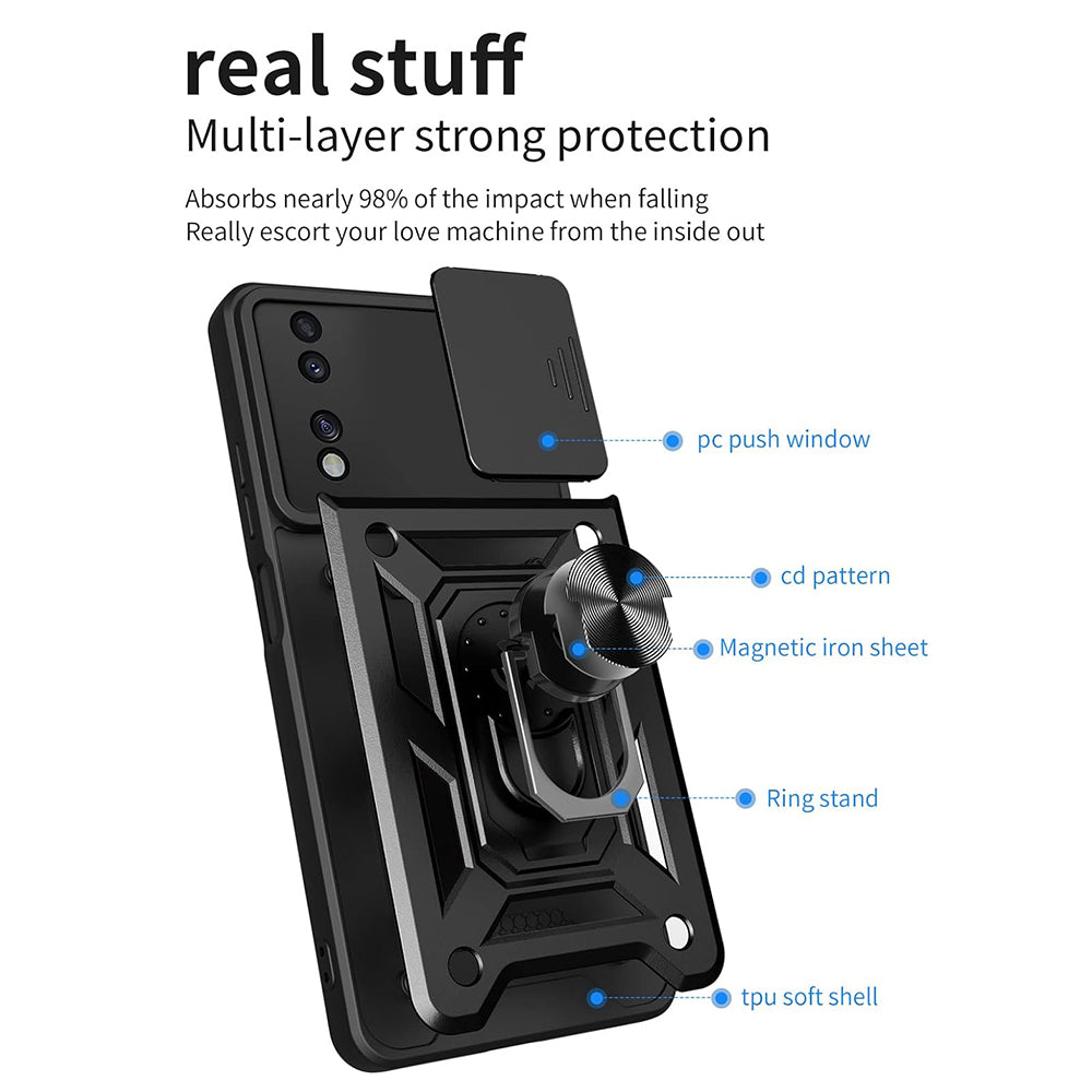 Hülle für Honor 70, Techsuit, CamShield, Schwarz