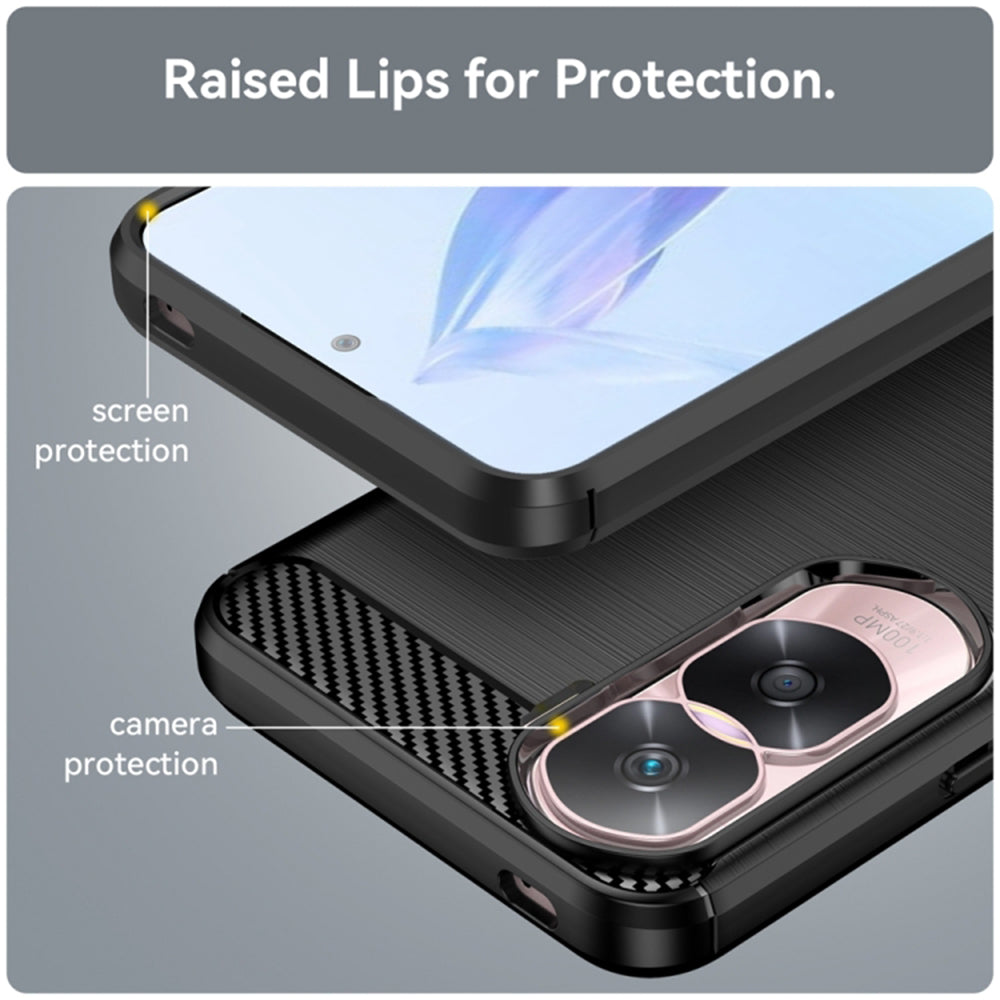 Hülle für Honor 90 Lite, Techsuit, Carbon, Schwarz