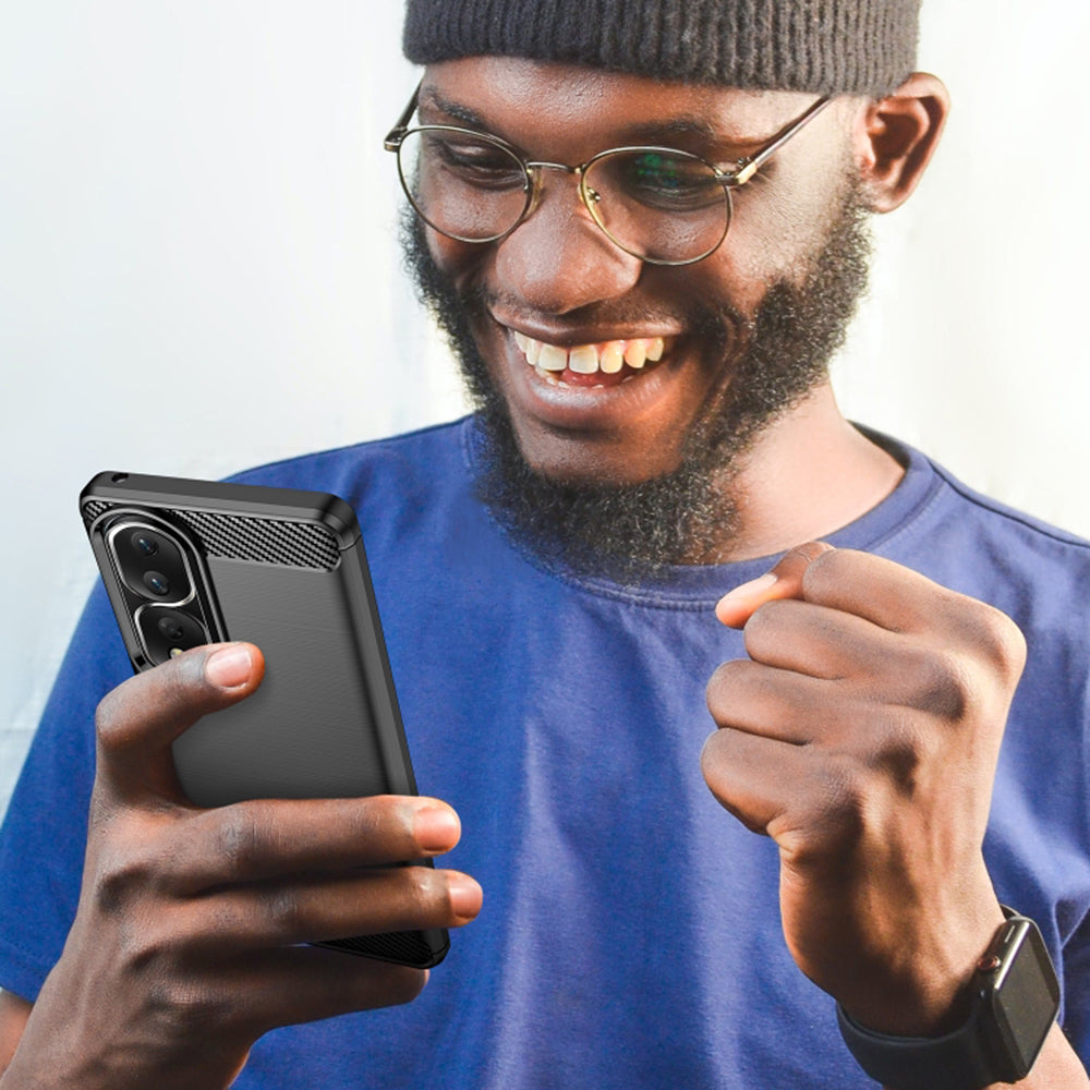 Hoes voor Honor 90 Pro / 80 Pro, Techsuit, Carbon, Zwart