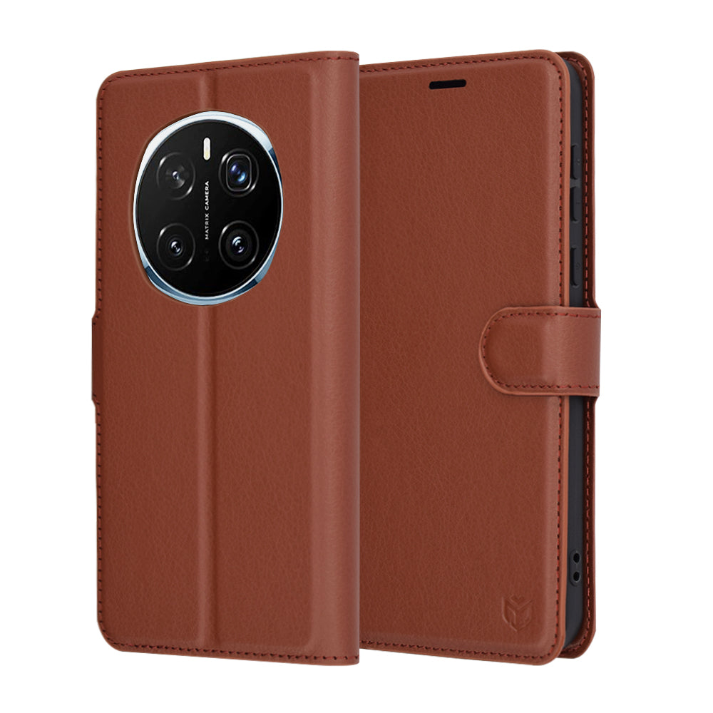 Hoes voor Honor Magic7 Pro, Techsuit, Leather Folio, Bruin