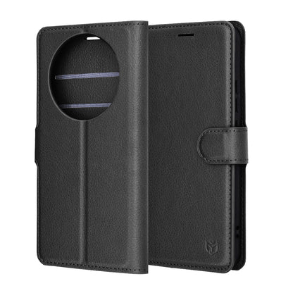 Hoes voor Honor Magic8 Lite, Techsuit, Leather Folio, Zwart