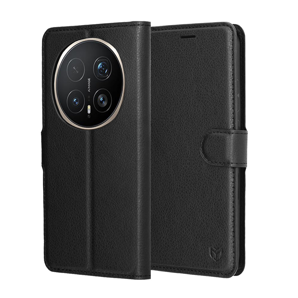 Hülle für Honor Magic8 Pro, Techsuit, Leder-Folio, Schwarz