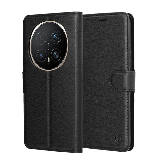 Coque pour Honor Magic8 Pro, Techsuit, Leather Folio, Noire