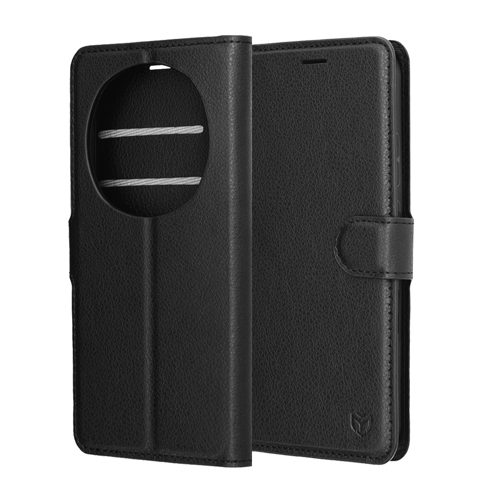 Hülle für Honor Magic8 Pro, Techsuit, Leder-Folio, Schwarz