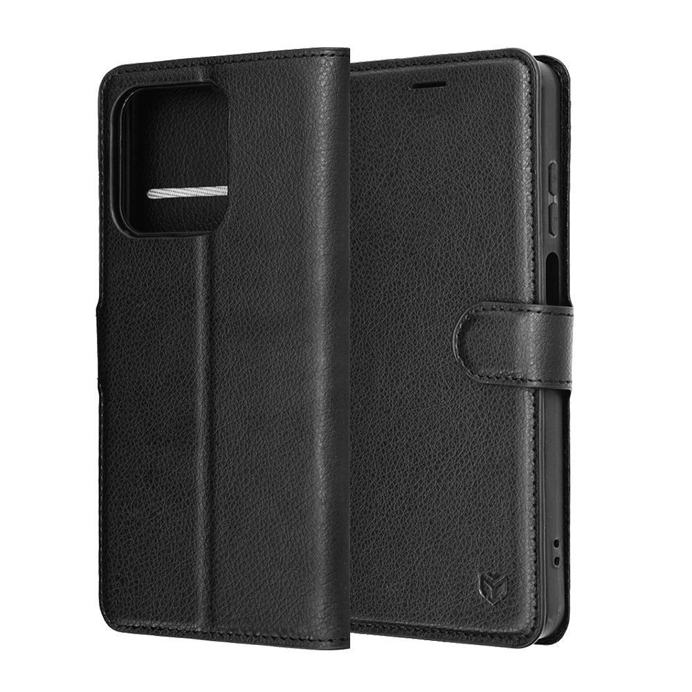 Hülle für Honor X5c Plus, Techsuit, Leather Folio, Schwarz