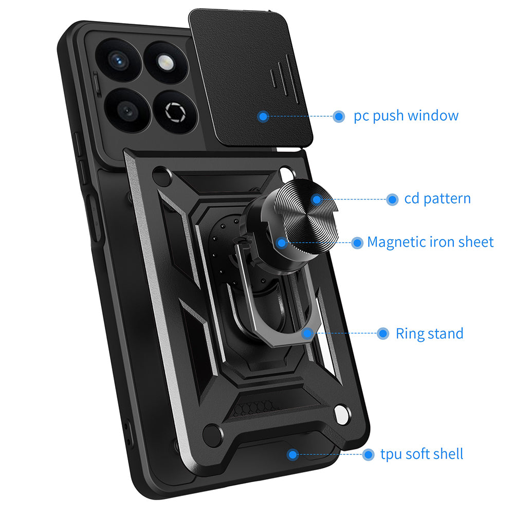 Hülle für Honor X7c / 200 Smart, Techsuit, CamShield, Schwarz