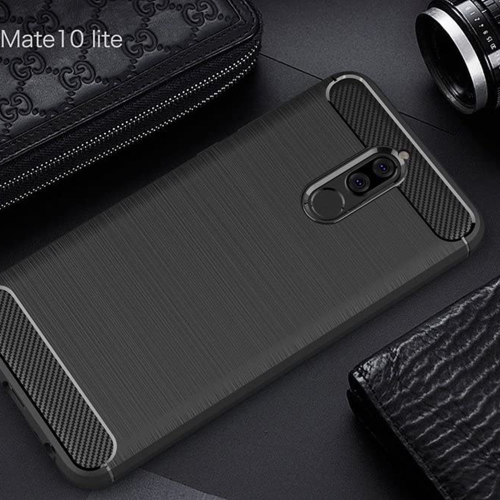 Hülle für Huawei Mate 10 Lite, Techsuit, Carbon, Schwarz