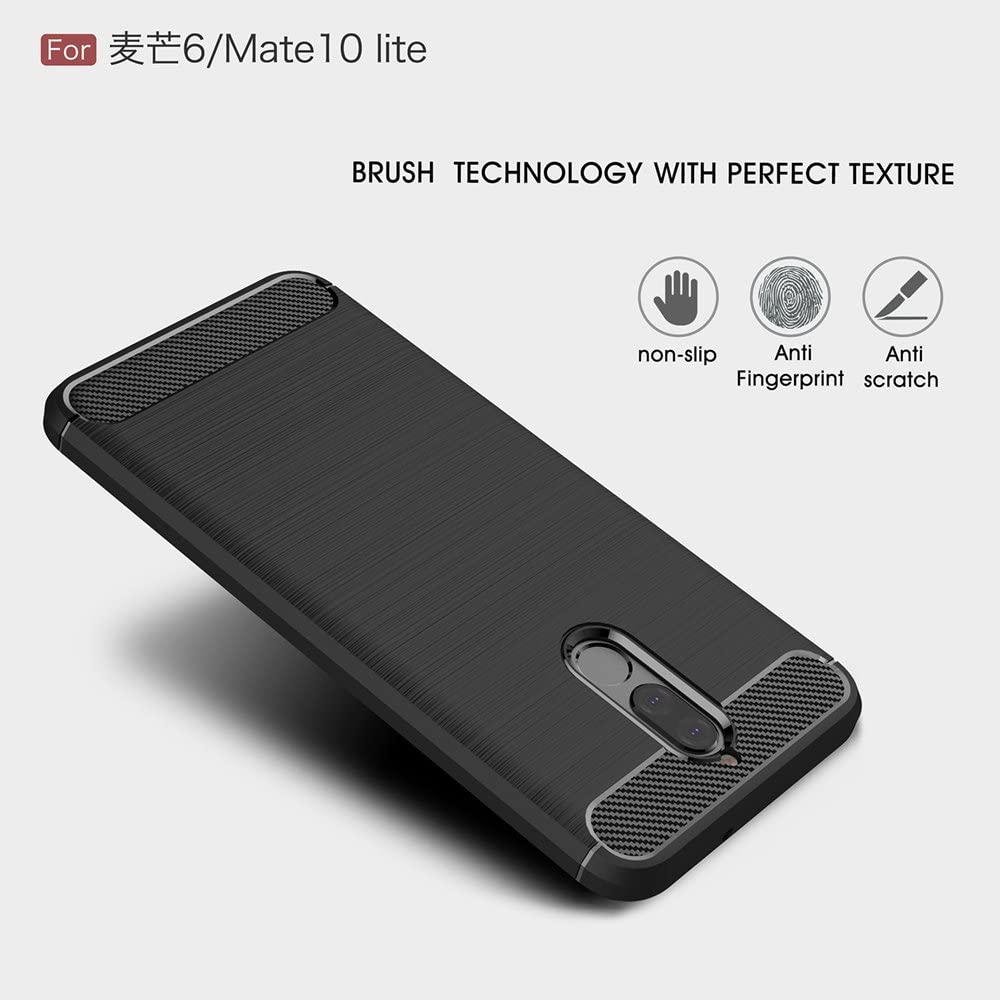 Hülle für Huawei Mate 10 Lite, Techsuit, Carbon, Schwarz