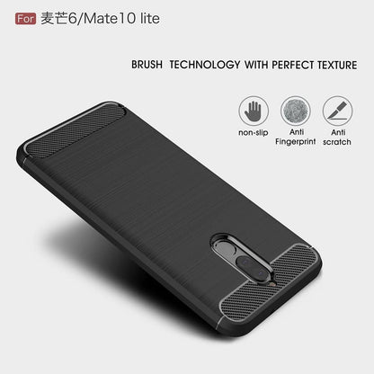 Hülle für Huawei Mate 10 Lite, Techsuit, Carbon, Schwarz