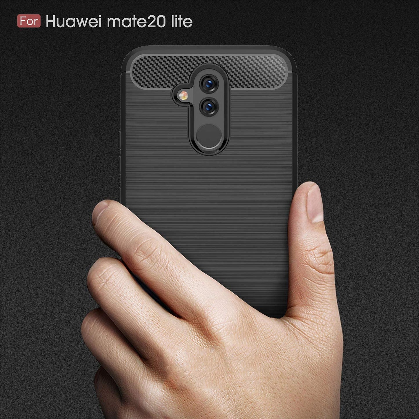 Hülle für Huawei Mate 20 Lite, Techsuit, Carbon, Schwarz