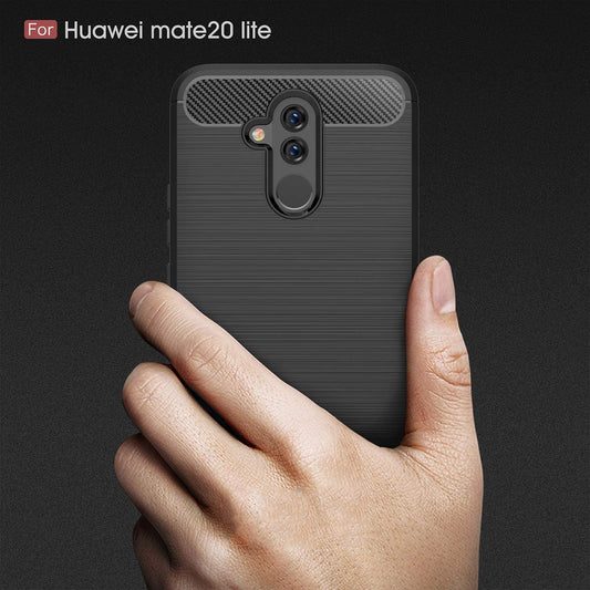 Hülle für Huawei Mate 20 Lite, Techsuit, Carbon, Schwarz