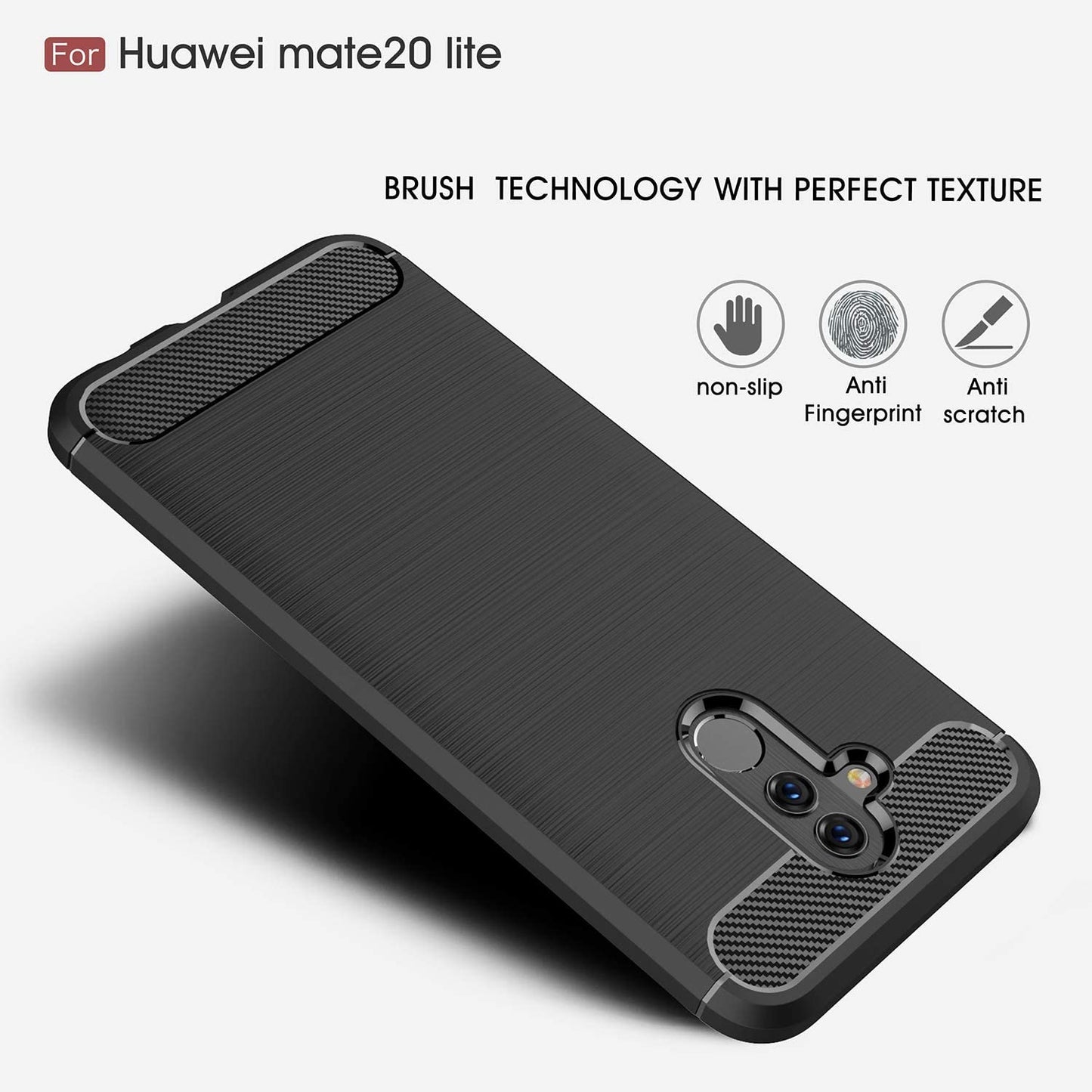 Hülle für Huawei Mate 20 Lite, Techsuit, Carbon, Schwarz