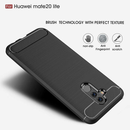 Hülle für Huawei Mate 20 Lite, Techsuit, Carbon, Schwarz