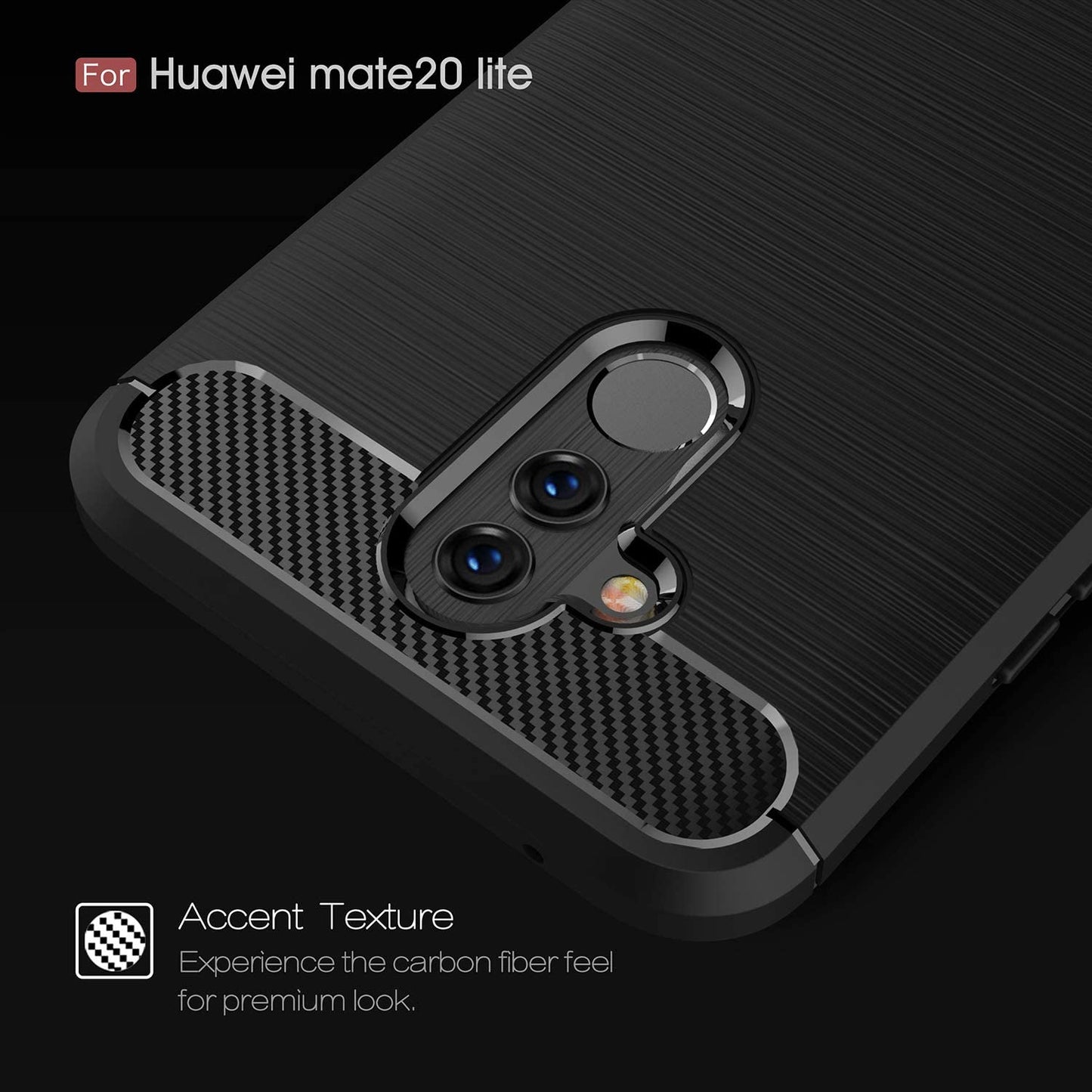Hülle für Huawei Mate 20 Lite, Techsuit, Carbon, Schwarz