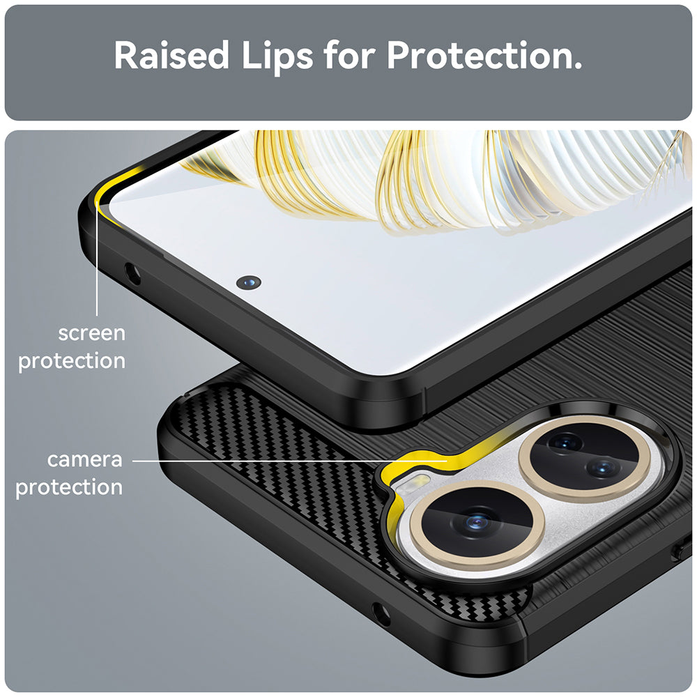 Hülle für Huawei nova 10 SE, Techsuit, Carbon, Schwarz