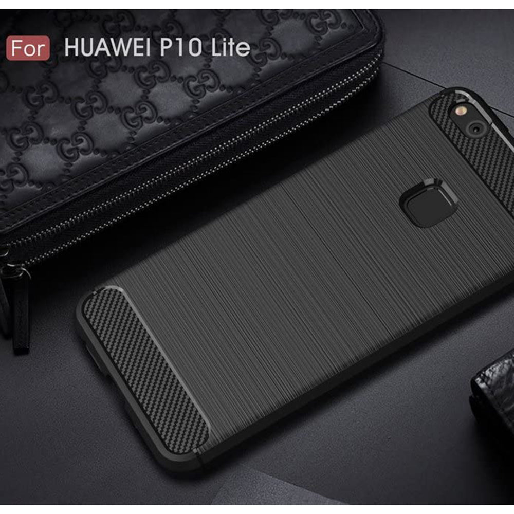 Coque pour Huawei P10 Lite, Techsuit, Carbone, Noire