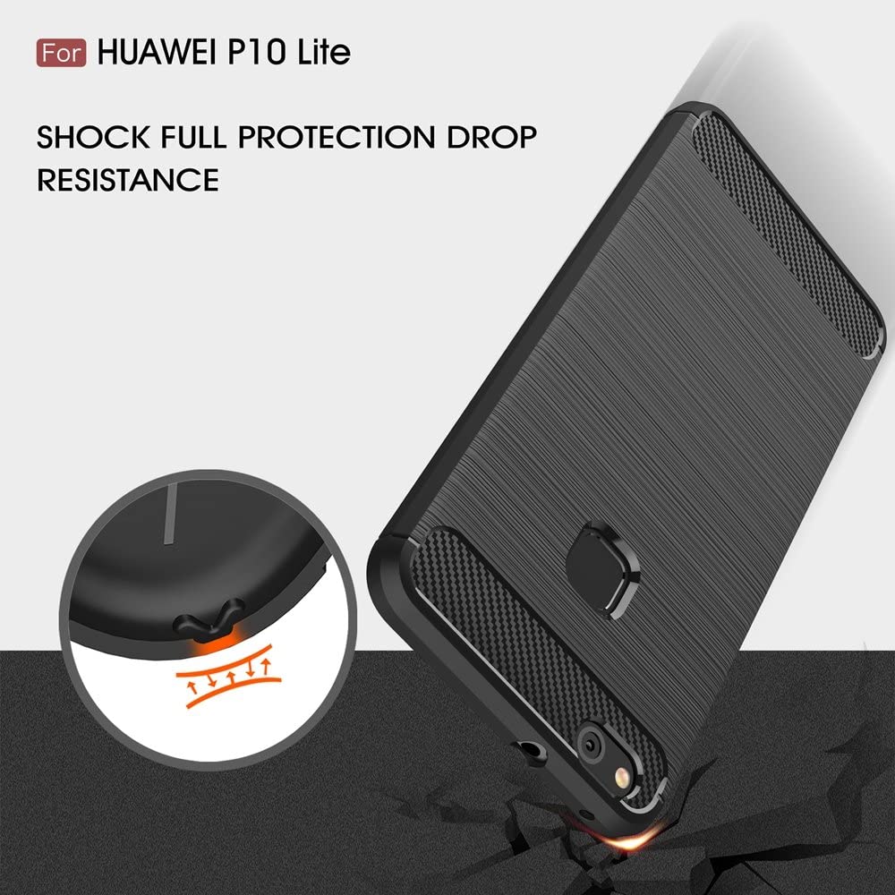 Coque pour Huawei P10 Lite, Techsuit, Carbone, Noire