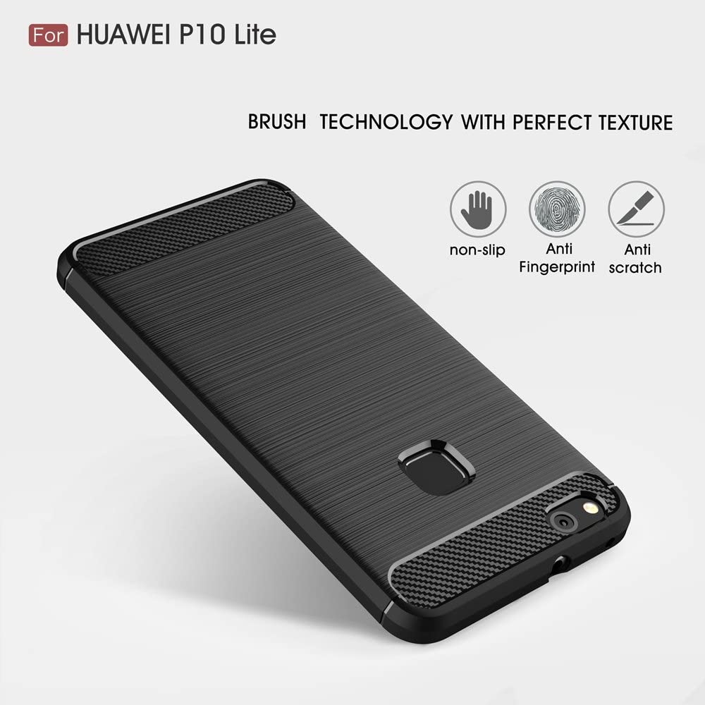 Coque pour Huawei P10 Lite, Techsuit, Carbone, Noire