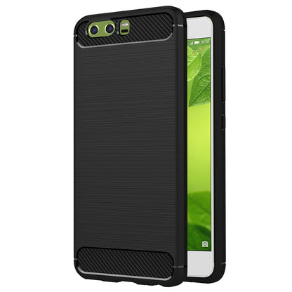 Hülle für Huawei P10, Techsuit, Carbon, Schwarz