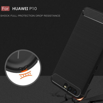 Hülle für Huawei P10, Techsuit, Carbon, Schwarz