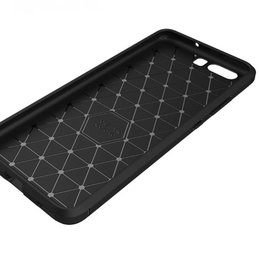 Hülle für Huawei P10, Techsuit, Carbon, Schwarz