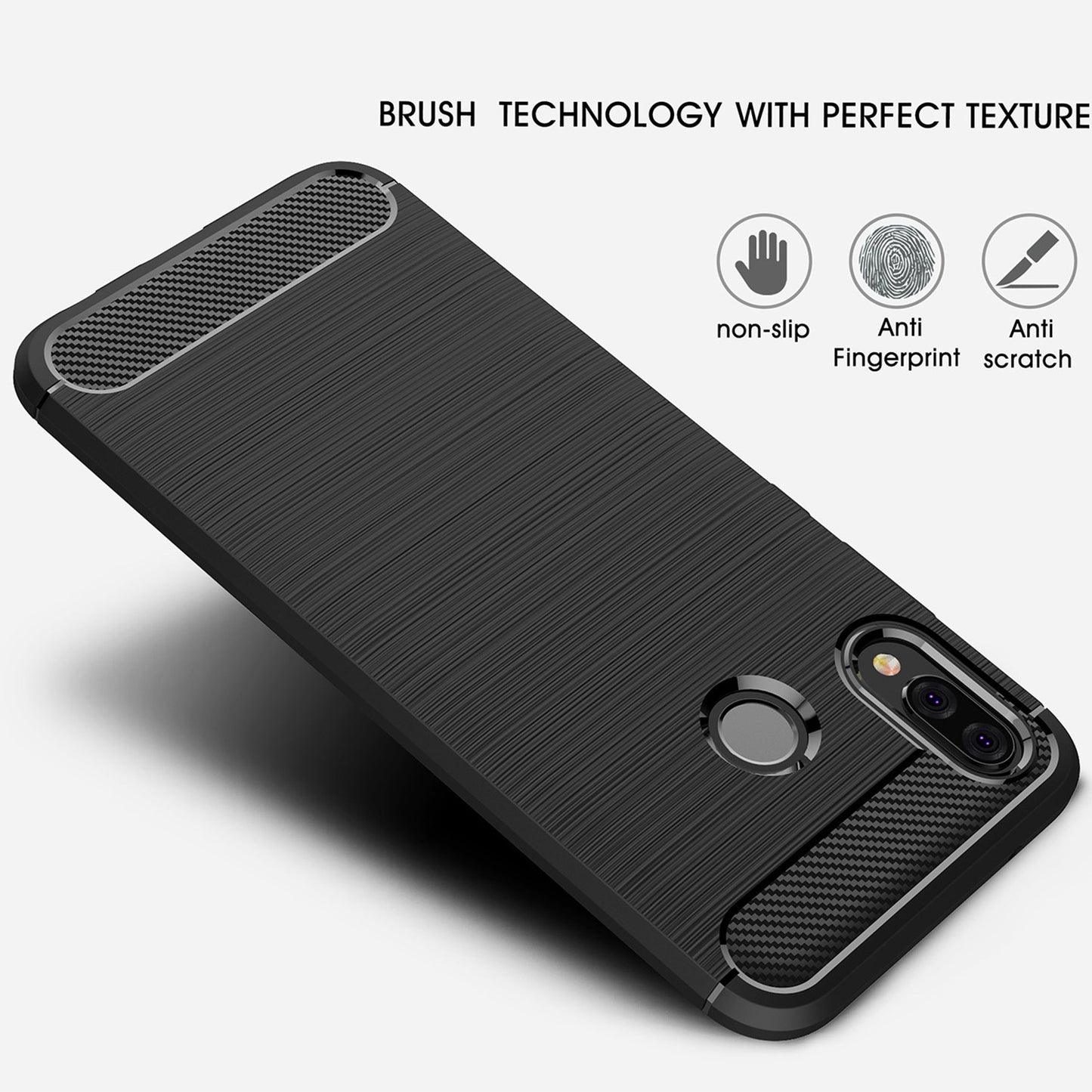 Coque pour Huawei P20 Lite, Techsuit, Carbone, Noire