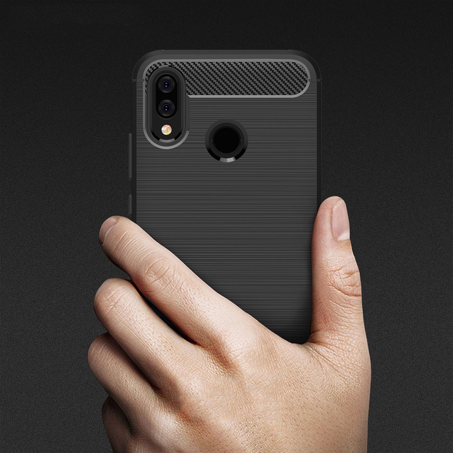 Coque pour Huawei P20 Lite, Techsuit, Carbone, Noire