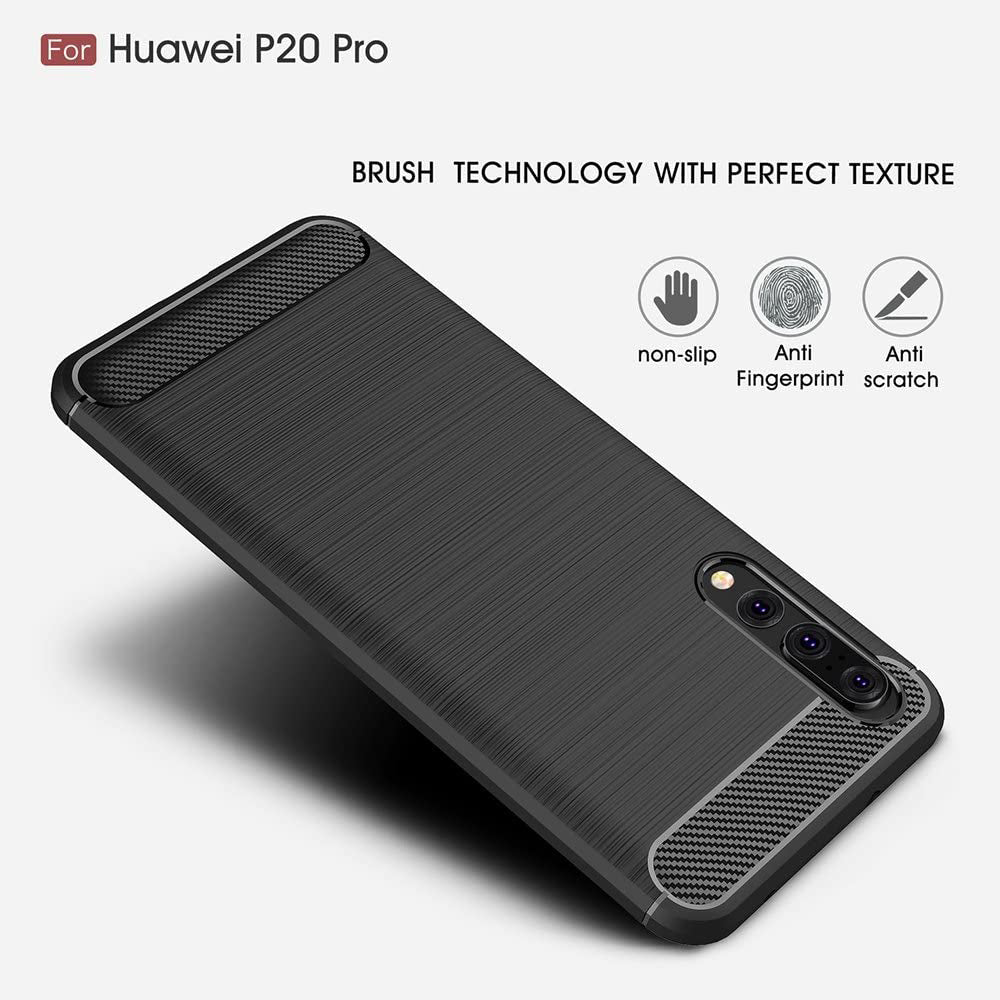 Hülle für Huawei P20 Pro, Techsuit, Carbon, Schwarz