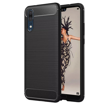 Coque pour Huawei P20, Techsuit, Carbone, Noire