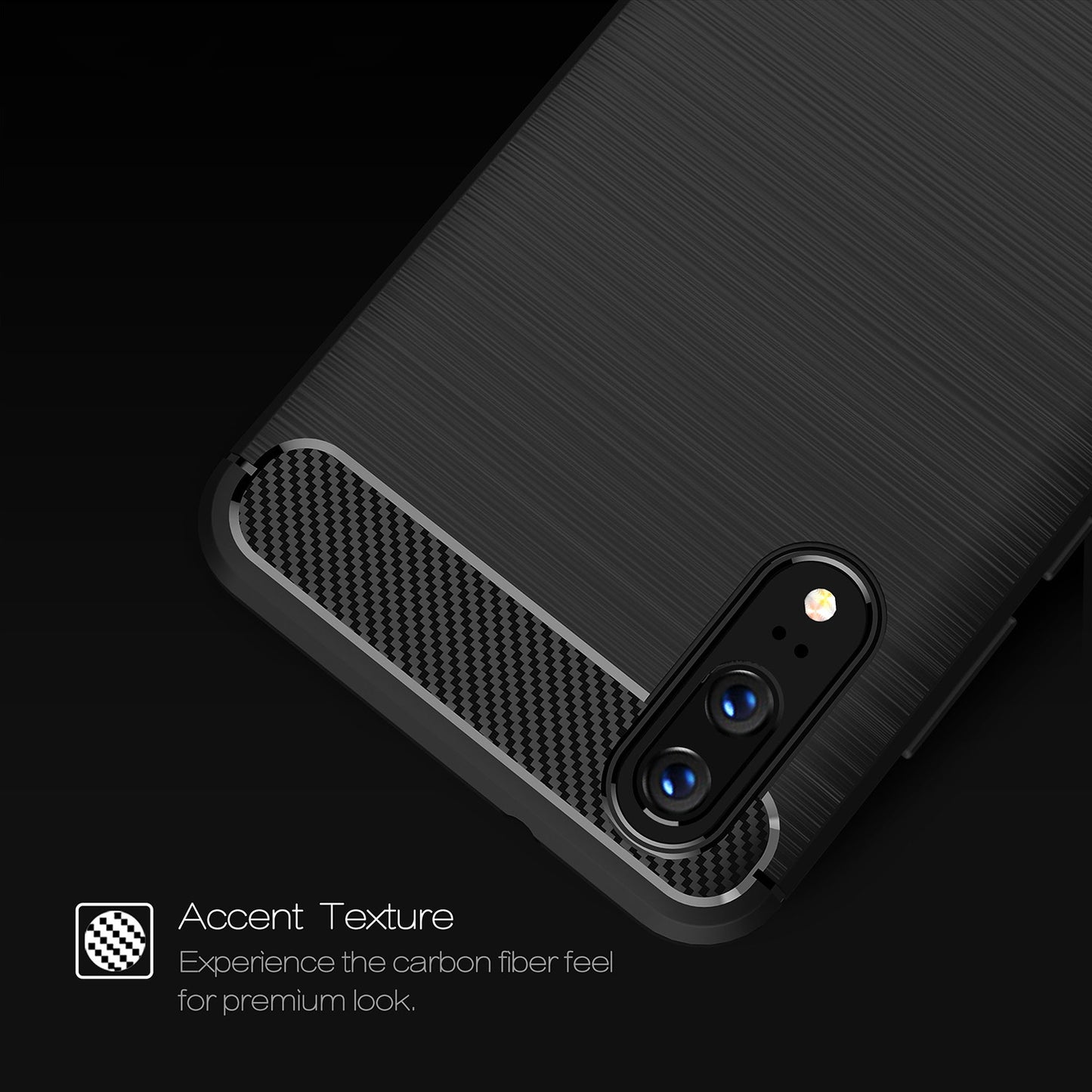 Coque pour Huawei P20, Techsuit, Carbone, Noire