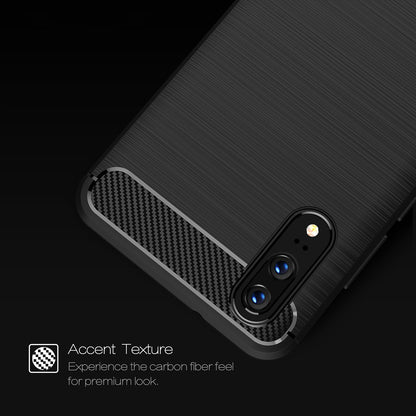 Coque pour Huawei P20, Techsuit, Carbone, Noire