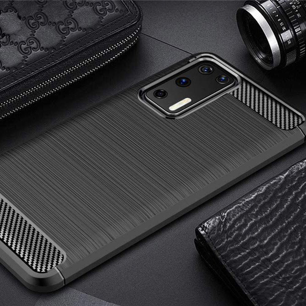 Hülle für Huawei P40 Pro, Techsuit, Carbon, Schwarz