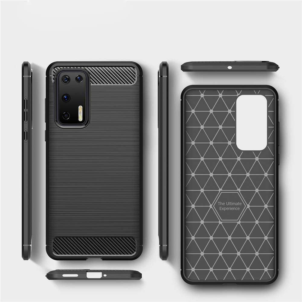 Hülle für Huawei P40 Pro, Techsuit, Carbon, Schwarz