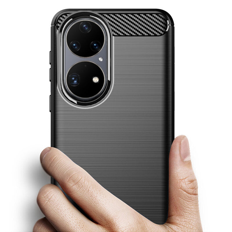Hülle für Huawei P50 Pro, Techsuit, Carbon, Schwarz