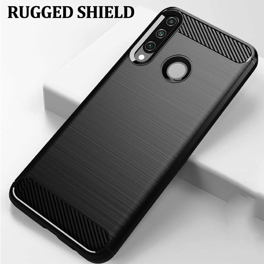 Hülle für Huawei Y6p, Techsuit, Carbon, Schwarz