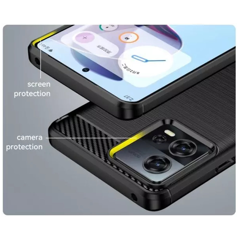 Coque pour Motorola Edge 30 Fusion, Techsuit, Carbone, Noire