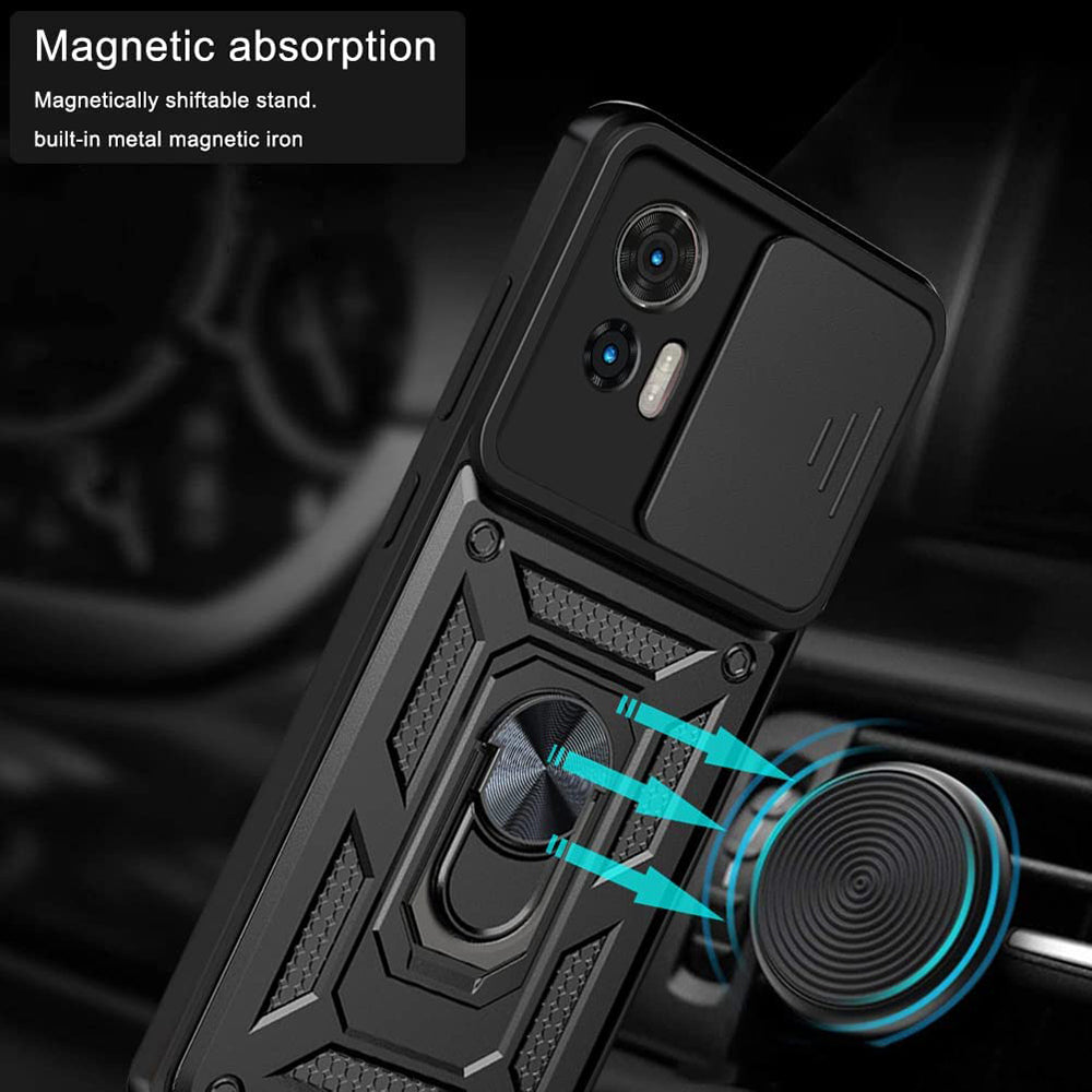 Coque pour Motorola Edge 30 Neo, Techsuit, CamShield, Noire