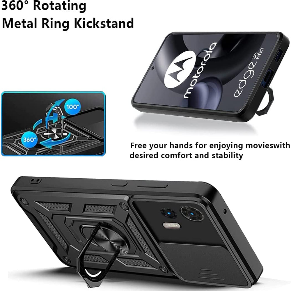 Coque pour Motorola Edge 30 Neo, Techsuit, CamShield, Noire
