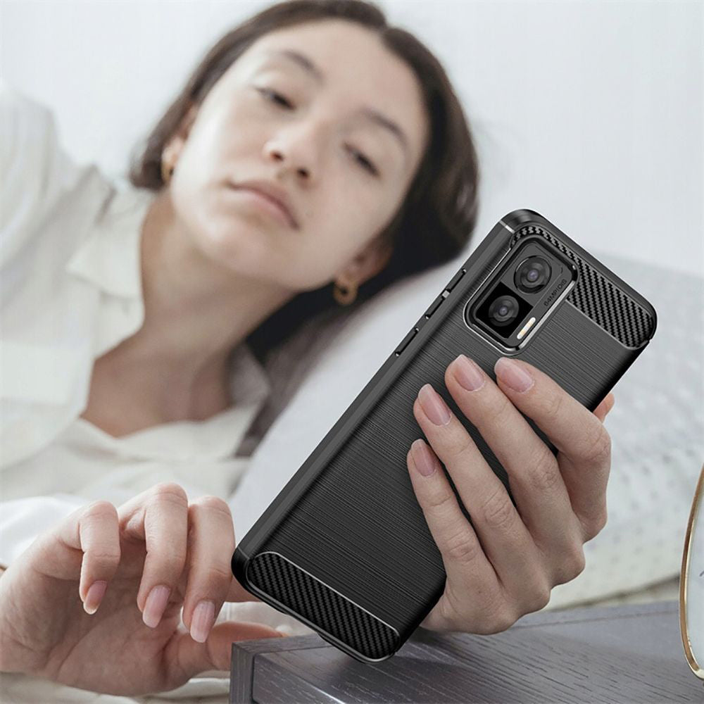 Coque pour Motorola Edge 30 Neo, Techsuit, Carbone, Noire